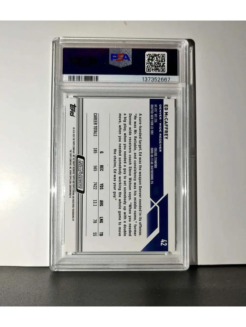 Ed McCaffrey 2023 Topps Chrome #42 Sepia Refractors PSA 9 Mint